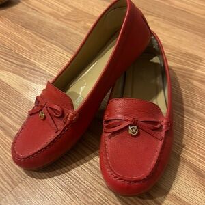 Michael Kors red leather moccasins size 9